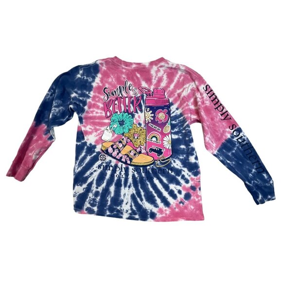 Simply Southern Long Sleeve T-Shirt  Tie Dye Simple is Better South Youth Medium - Picture 2 of 11